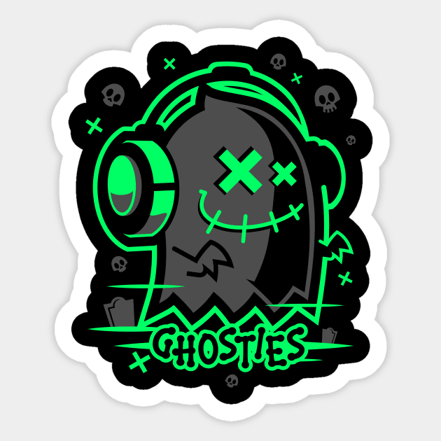 Ghosty Bones Green Sticker by JGhosty